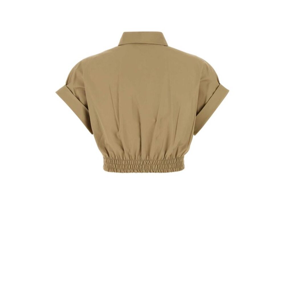 Miu Miu Women Camel Poplin Shirt - Picture 2 of 2